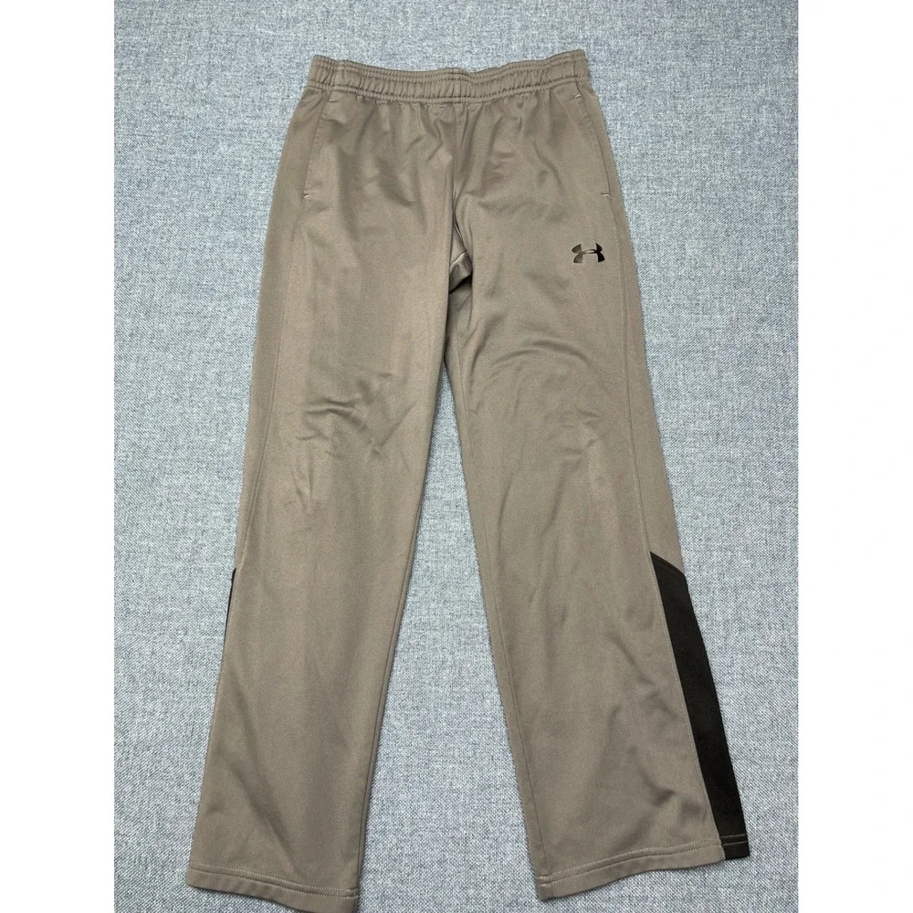 Under Armour Boys Gray Black Loose Fit Athletic Training Pants YLG Large